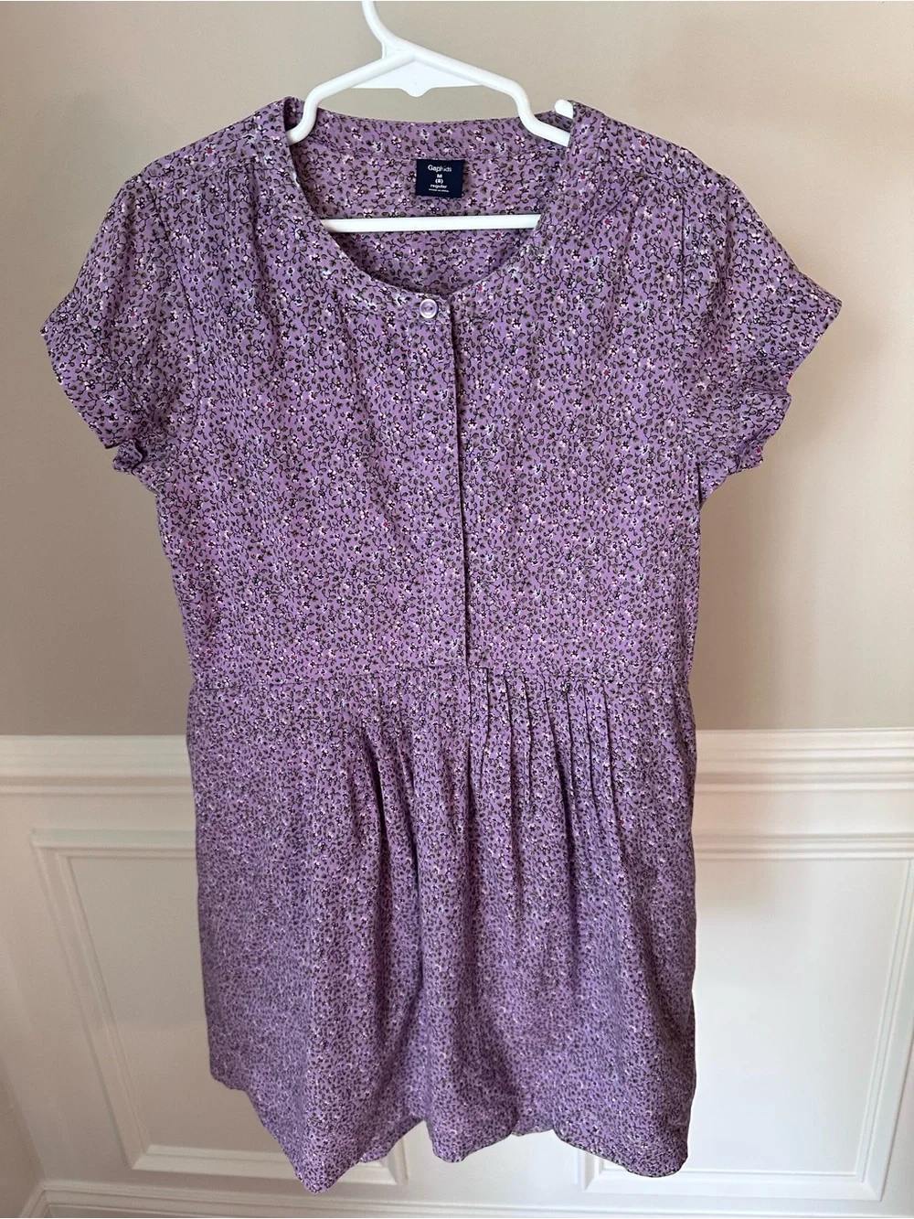 Gap Kids Purple Floral Short Sleeve Dress size Medium 8
